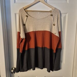 Women's Colorblock Shirt with Button Accents Sz XXL